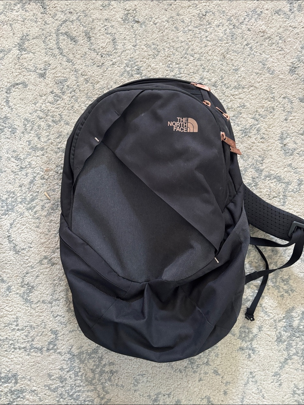 The North Face Isabella Black Backpack with Copper Accents